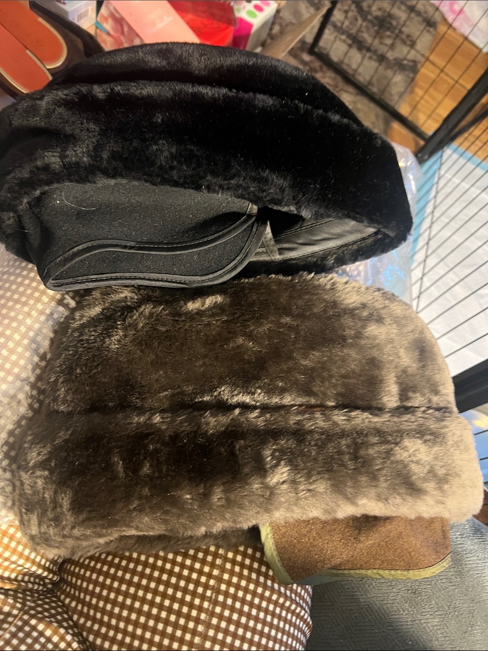 Faux Fur  Hats  in Black and Brown.